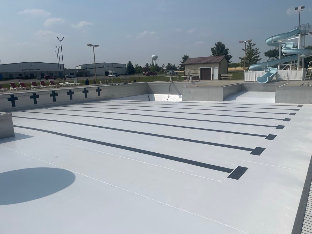 Finished water park pool with lane lines by MPC