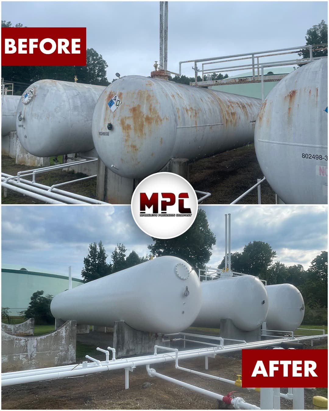 Before and after tank painting