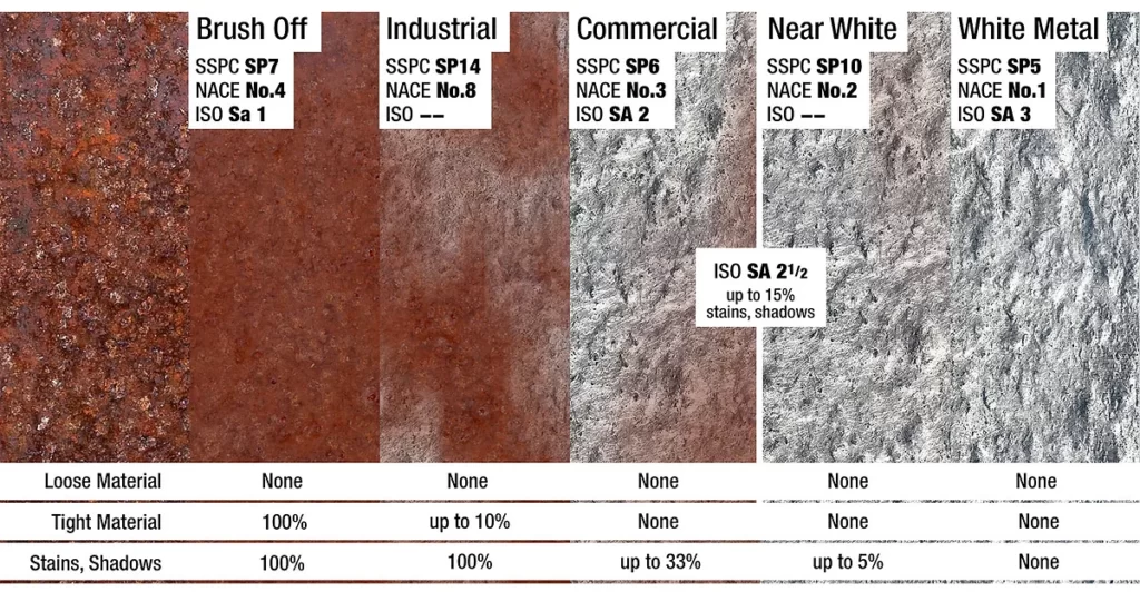 ISO-NACE-SSPC-Commercial-and-Industrial-Sandblasting-Specs-Comparison